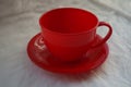 Toy red plastic mug Royalty Free Stock Photo