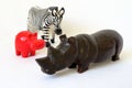 Toy rhino, zebra and hyppo Royalty Free Stock Photo