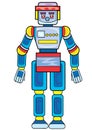 Toy robot in blue, isolated object on a white background, vector illustration Royalty Free Stock Photo