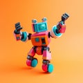 A toy robot with a camera on its arm. AI generative image. Royalty Free Stock Photo