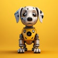 Toy robot dog on a yellow background Royalty Free Stock Photo