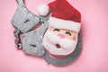Toy Santa Claus in handcuffs. Christmas criminal concept