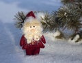 Toy Santa Claus on the snow Royalty Free Stock Photo