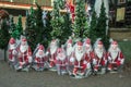 The toy Santas are selling in the market in the city of Kolkata. Royalty Free Stock Photo