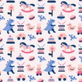 Toy seamless pattern. Paper cut design. Wrapping vector