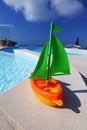 Toy ship pool Royalty Free Stock Photo