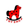 Toy Shop logo rocking horse. Kids toy horse apples. hoss for chi