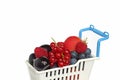 Toy shopping cart with fruits