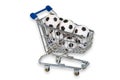 Toy Shopping Trolley with soccer balls Royalty Free Stock Photo