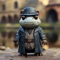Steampunk-inspired Frog Vinyl Toy With Hat And Coat