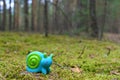 Toy snail on the moss Royalty Free Stock Photo