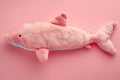 toy soft plush pink shark on a pink background Royalty Free Stock Photo