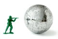 Toy soldier aiming at the world 2 Royalty Free Stock Photo