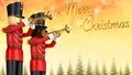 Toy soldiers announcing christmas with trumpets. Royalty Free Stock Photo