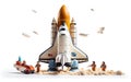 Toy Space Shuttle with Boosters and Astronauts -Generative Ai