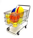 Toy Sports Balls in Cart Royalty Free Stock Photo