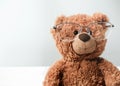 toy teddy bear in eyeglasses. study or eyesight concept