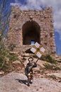 Toy teutonic knight solder in Montfort Castle, a ruined Crusader castle in the Upper Galilee region. Israel