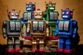 Toy Tin Robot Gathering 07 Royalty Free Stock Photo