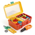 Toy toolbox with tools and transparent background on transparent background Royalty Free Stock Photo