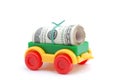 The toy tractor transortation money Royalty Free Stock Photo