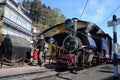 A toy train engine at Ghoom railway station of Darjeeling,India. Royalty Free Stock Photo