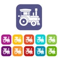 Toy train icons set