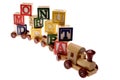 Toy train and learning blocks Royalty Free Stock Photo