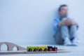 Toy train and little boy Royalty Free Stock Photo