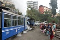 Toy train and local people