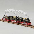 Toy train on railway tracks model Royalty Free Stock Photo
