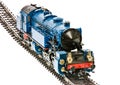 Toy train with a steam engine locomotive Royalty Free Stock Photo