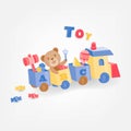 Toy train on white background. Toys in colorful train. - Vector