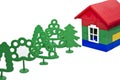 Toy trees and house Royalty Free Stock Photo
