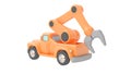 toy truck crane isolated over white backgroung. 3d illustration Royalty Free Stock Photo