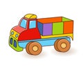 Toy Truck flash card. Kids Wall Art. First word flashcard. Playroom decor. Colorful toy Truck. Cartoon clipart eps 10