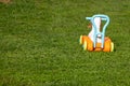 Toy truck on grass, abandoned toy Royalty Free Stock Photo