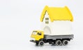 The toy truck simulates cargo delivery. Cargo transportation