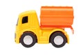 Toy truck with tank isolated on white background Royalty Free Stock Photo