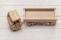 Toy truck with trailer, top view. Royalty Free Stock Photo