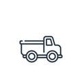 toy truck vector icon isolated on white background. Outline, thin line toy truck icon for website design and mobile, app Royalty Free Stock Photo