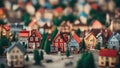 Toy village with many colored miniature houses