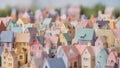 Toy village with many colored miniature houses