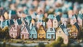 Toy village with many colored miniature houses