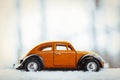Toy Volkswagen Beetle in Snow Royalty Free Stock Photo