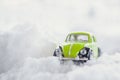 Toy Volkswagen Beetle in Snow Royalty Free Stock Photo