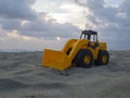 Toy Wheel Loader On The Sand At The Beach