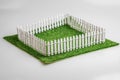 White fence with green lawn isolated Royalty Free Stock Photo