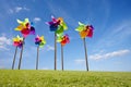 Toy windmill concept of green energy wind farm Royalty Free Stock Photo