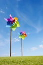 Toy windmill concept of green energy wind farm Royalty Free Stock Photo